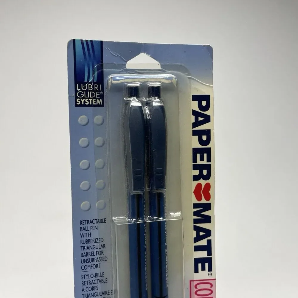 VTG 1999 Deadstock Papermate Comfort mate Lubriglide Pens 2 Pack RARE 1 MM Blue